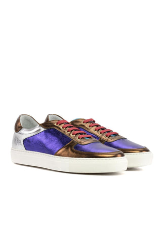 Ambrogio Handmade Multi Color Metallic Calf-Skin Leather Trainer Sneakers (AMB2561)-AmbrogioShoes