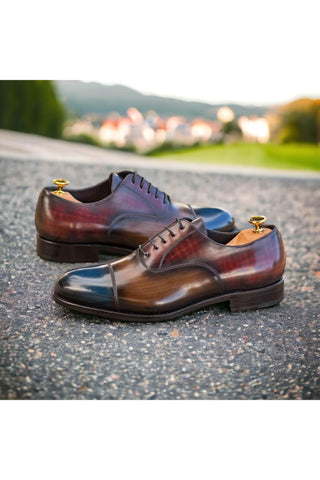 Ambrogio Handmade Multi-Color Patina Leather Lace-Up Oxfords (AMB2280)-AmbrogioShoes