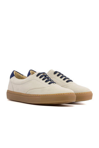 Ambrogio Handmade Navy & Ivory Suede Top Sider Sneakers (AMB2522)-AmbrogioShoes