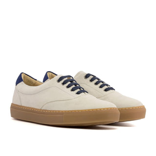 Ambrogio Handmade Navy & Ivory Suede Top Sider Sneakers (AMB2522)-AmbrogioShoes