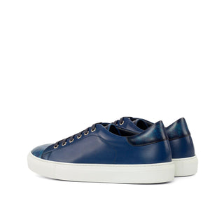 Ambrogio Handmade Navy Patina Leather Sneakers (AMB2556)-AmbrogioShoes