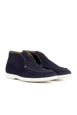 Ambrogio Handmade Navy Suede Moccasin Sport Boots (AMB2520)-AmbrogioShoes