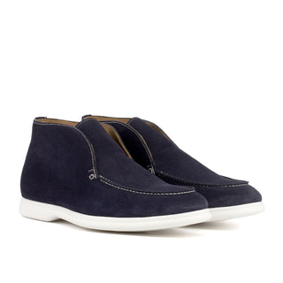 Ambrogio Handmade Navy Suede Moccasin Sport Boots (AMB2520)-AmbrogioShoes