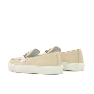 Ambrogio Handmade Nude Full Grain Leather Slip-On Belgian Horsebit Sneakers (AMB2553)-AmbrogioShoes