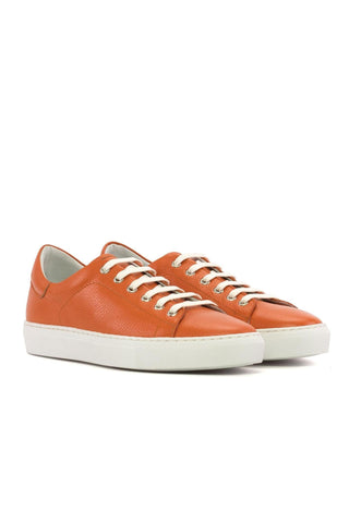 Ambrogio Handmade Orange Full Grain Leather Trainer Sneakers (AMB2444)-AmbrogioShoes