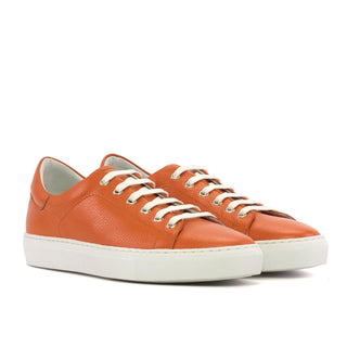 Ambrogio Handmade Orange Full Grain Leather Trainer Sneakers (AMB2444)-AmbrogioShoes