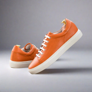 Ambrogio Handmade Orange Full Grain Leather Trainer Sneakers (AMB2530)-AmbrogioShoes