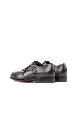 Ambrogio Handmade Patina Calf-Skin Leather Double Monk Loafer (AMB2588)-AmbrogioShoes