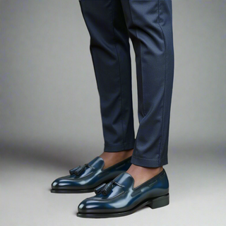 Ambrogio Handmade Patina Calf-Skin Leather Tassel Loafer (AMB2572)-AmbrogioShoes