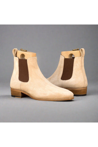Ambrogio Handmade Taupe Suede Chelsea Boots (AMB2450)-AmbrogioShoes