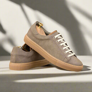 Ambrogio Handmade Taupe Vegan Suede Casual Trainer Sneakers (AMB2560)-AmbrogioShoes