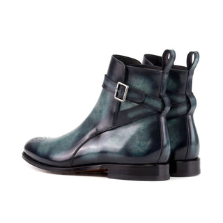 Ambrogio Handmade Turquoise Patina Leather Jodhpur Boots (AMB2430)-AmbrogioShoes