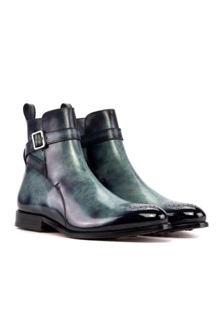 Ambrogio Handmade Turquoise Patina Leather Jodhpur Boots (AMB2430)-AmbrogioShoes