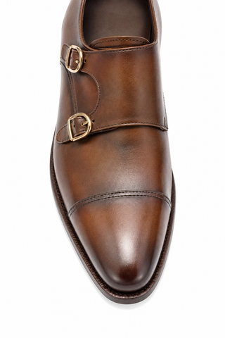 Ambrogio Leather Double Monk-Straps Loafer-AmbrogioShoes