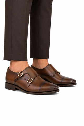 Ambrogio Leather Double Monk-Straps Loafer-AmbrogioShoes