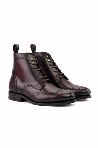 Ambrogio Leather Wingtip Boots-AmbrogioShoes