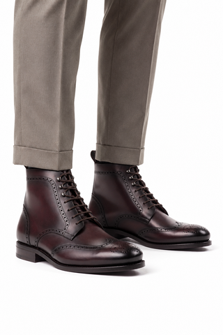 Ambrogio Leather Wingtip Boots-AmbrogioShoes