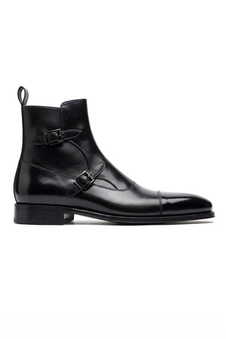Ambrogio Luca Leather Double Monk-Strap Boot-AmbrogioShoes