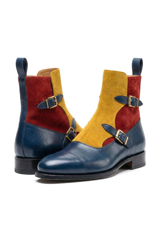Ambrogio Luca Suede & Leather Double Monk Boot-AmbrogioShoes