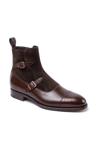 Ambrogio Luca Suede & Leather Double Monk Boot-AmbrogioShoes