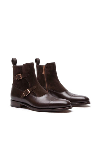 Ambrogio Luca Suede & Leather Double Monk Boot-AmbrogioShoes