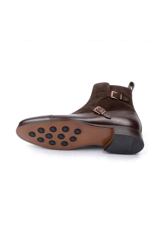 Ambrogio Luca Suede & Leather Double Monk Boot-AmbrogioShoes