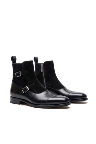 Ambrogio Luca Suede & Leather Double Monk Boot-AmbrogioShoes