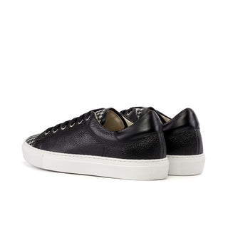 Ambrogio Luxury Black & White Houndstooth / Full Grain Leather Trainer Sneakers (AMB2547)-AmbrogioShoes