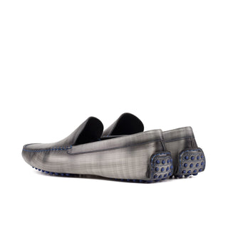 Ambrogio Luxury Gray Patina Leather Driver Loafers (AMB2540)-AmbrogioShoes