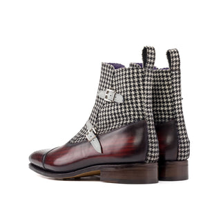 Ambrogio Luxury Multi Color Houndstooth, Suede and Patina Leather Octavian Boots (AMB2534)-AmbrogioShoes