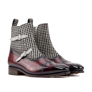 Ambrogio Luxury Multi Color Houndstooth, Suede and Patina Leather Octavian Boots (AMB2534)-AmbrogioShoes