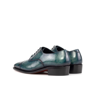 Ambrogio Luxury Turquoise Patina Leather Cap-Toe Oxfords (AMB2538)-AmbrogioShoes