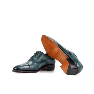 Ambrogio Luxury Turquoise Patina Leather Cap-Toe Oxfords (AMB2538)-AmbrogioShoes