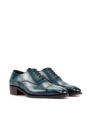 Ambrogio Luxury Turquoise Patina Leather Cap-Toe Oxfords (AMB2538)-AmbrogioShoes