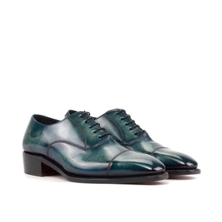 Ambrogio Luxury Turquoise Patina Leather Cap-Toe Oxfords (AMB2538)-AmbrogioShoes