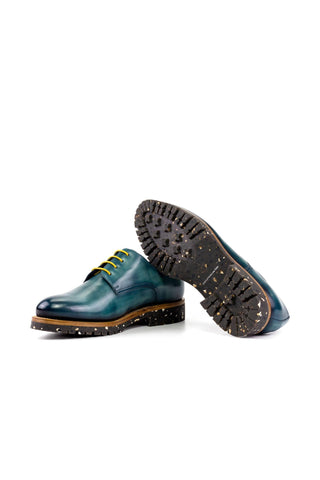 Ambrogio Luxury Turquoise Patina Leather Derby Oxfords (AMB2536)-AmbrogioShoes