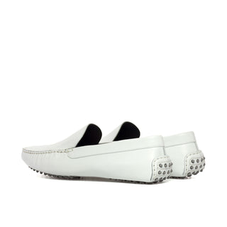 Ambrogio Luxury White Nappa Leather Driver Loafers (AMB2535)-AmbrogioShoes