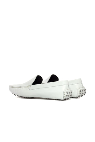Ambrogio Luxury White Nappa Leather Driver Loafers (AMB2535)-AmbrogioShoes