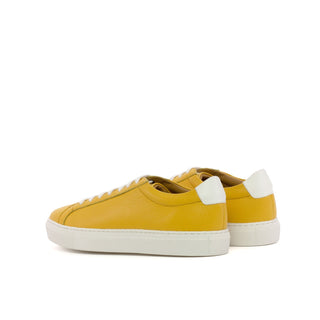 Ambrogio Luxury Yellow Full Grain Leather Low Top Sneakers (AMB2537)-AmbrogioShoes