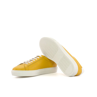 Ambrogio Luxury Yellow Full Grain Leather Low Top Sneakers (AMB2537)-AmbrogioShoes