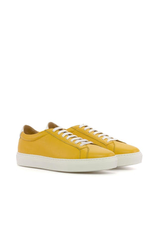 Ambrogio Luxury Yellow Full Grain Leather Low Top Sneakers (AMB2537)-AmbrogioShoes