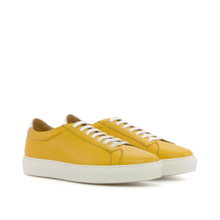 Ambrogio Luxury Yellow Full Grain Leather Low Top Sneakers (AMB2537)-AmbrogioShoes