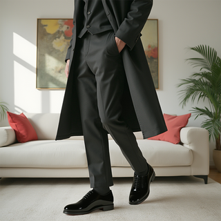 Ambrogio Men's Dress Shoes Black Patent Leather Wholecut Tuxedo Fromal Oxfords (AMBS2270)-AmbrogioShoes