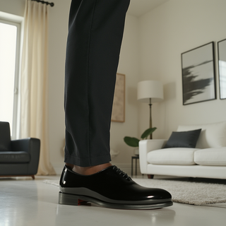 Ambrogio Men's Dress Shoes Black Patent Leather Wholecut Tuxedo Fromal Oxfords (AMBS2270)-AmbrogioShoes