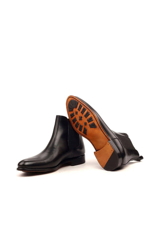 Ambrogio Men's Handmade Custom Made Shoes Black Leather Chelsea Boots (AMB1014)