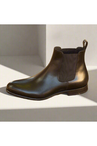 Ambrogio Men's Handmade Custom Made Shoes Black Leather Chelsea Boots (AMB1014)