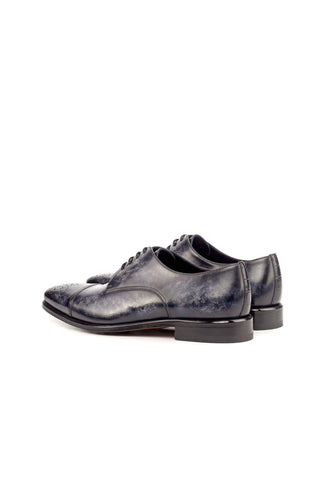 Ambrogio Men's Handmade Custom Made Shoes Black & Gray Crocodile / Patina Leather Derby (AMB1086)-AmbrogioShoes