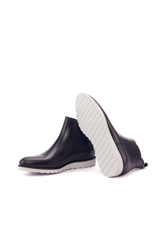 Ambrogio Men's Handmade Custom Made Shoes Black Leather Chelsea Boots (AMB1015)-AmbrogioShoes