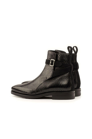 Ambrogio Men's Handmade Custom Made Shoes Black Snake-Skin / Suede Jodhpur Boots (AMB1102)