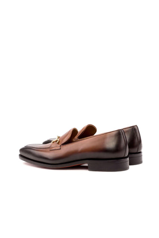 Ambrogio Men's Handmade Custom Made Shoes Brown Burnished Leather Horsebit Loafers (AMB1066)-AmbrogioShoes